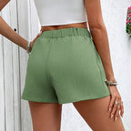 Women's Double Pocket Casual Elastic Waist Lace-up Bottoms