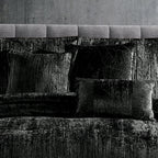 Turin 7 Piece Black Crinkle Velvet Comforter Set