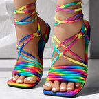 Women's Colorful Multi-Strap Flat Sandals, Comfortable Slip-On Shoes