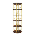 5 Tier 360 Rotating Bookshelf, Display Round Floor Standing Swivel Bookcase For Bedroom - Golden