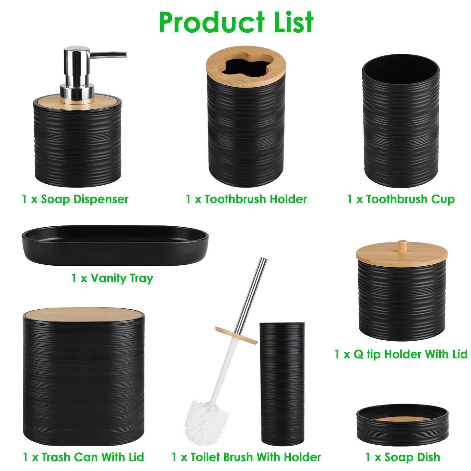 5 Colors Options -- Set Of 8Pcs Bathroom Accessories Set Bathroom