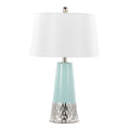Penelope 22' Contemporary Ceramic Table Lamp with Tiffany Blue & Silver Body