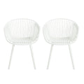 Modern Mykonos Outdoor Dining Chairs Set of 2 with Weather-Resistant White Plastic Resin