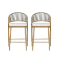 Outdoor 26" Counter Height Metal Frame Counter Stools With Scallop Shaped Backrest & Water Resistant Cushions