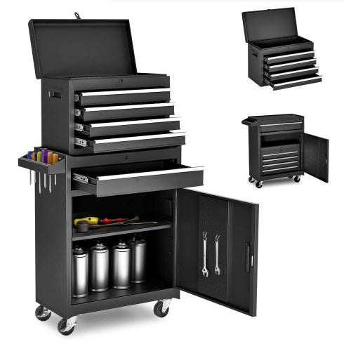 Tool Chest, 5-Drawer Rolling Tool Storage Cabinet With Detachable Top