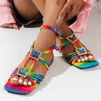 Square Toe Flat Bottom Catwalk Fashion Sandals