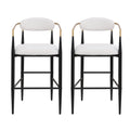 Upholstered Bar Stools With Backs For Kitchen Island (Set of 2) - Beige