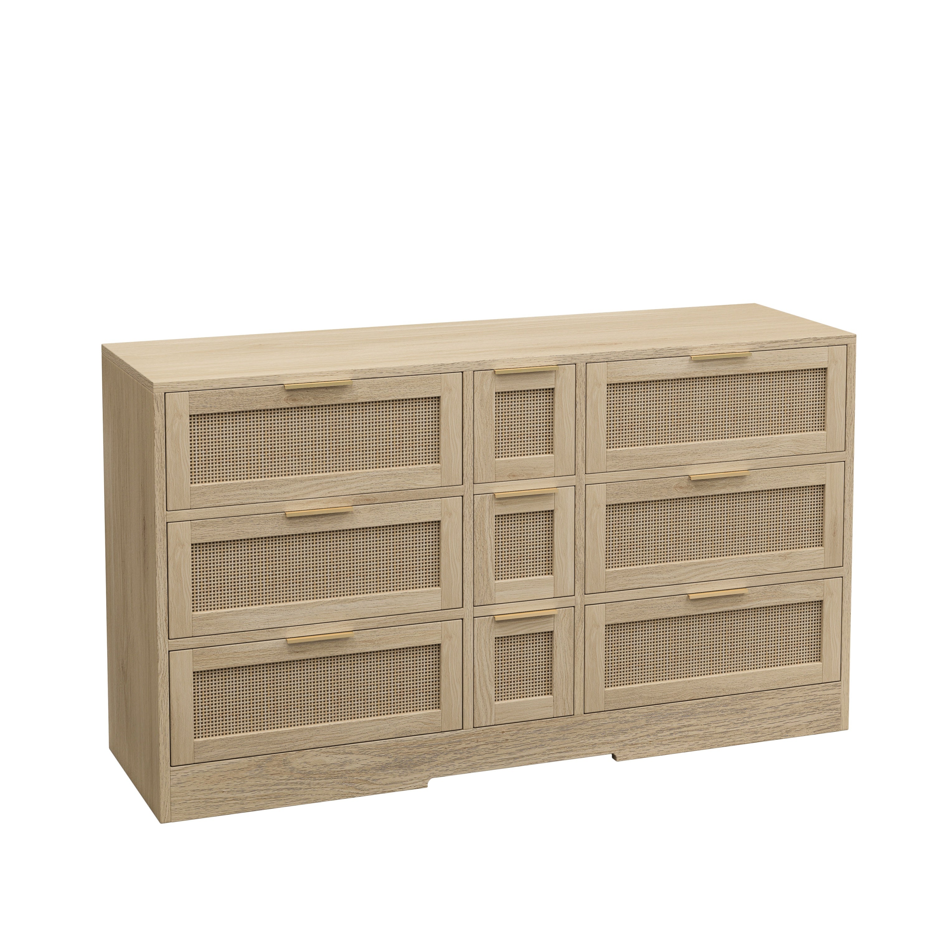 Natural Rattan Locker with 9 Drawers and Metal Handles