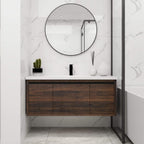 Alora Floating Walnut Bathroom Vanity With Resin Sink Soft Close Doors (SAK62941)