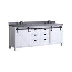 Alora White Bathroom Vanity With Gray Quartz Top And Faucet Set (SAK19470)
