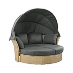 Alora Premium Outdoor Garden Wicker Rattan Patio Daybed With Retractable Canopy (SAK43581)