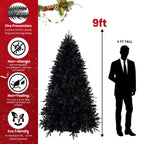 Prelit Black Christmas Tree With White Lights Artificial Fake