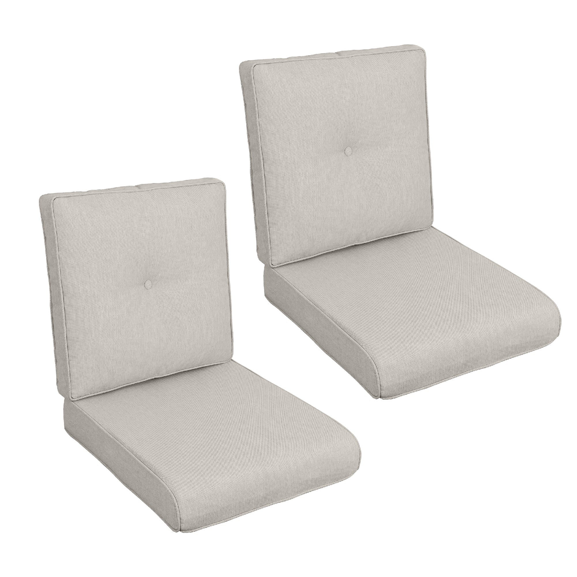 2 PCs Set High Back Patio Chair Cushions, Tufted - Beige