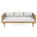 Claremont 3-Seater Daybed with Rattan Arms, Light Grey Cushion, Acacia Wood Frame
