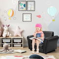 Black Kids Single Armrest Couch Sofa with Ottoman