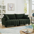 83'' Futon Sofa Bed with Polyester Fabric and 2 Pillows - Dark Green