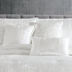 Turin 7 Piece White Crinkle Velvet Queen Comforter Ensemble
