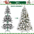 5FT 6FT 7FT 8FT Prelit Flocked Christmas Tree With Light, Snowy Pine
