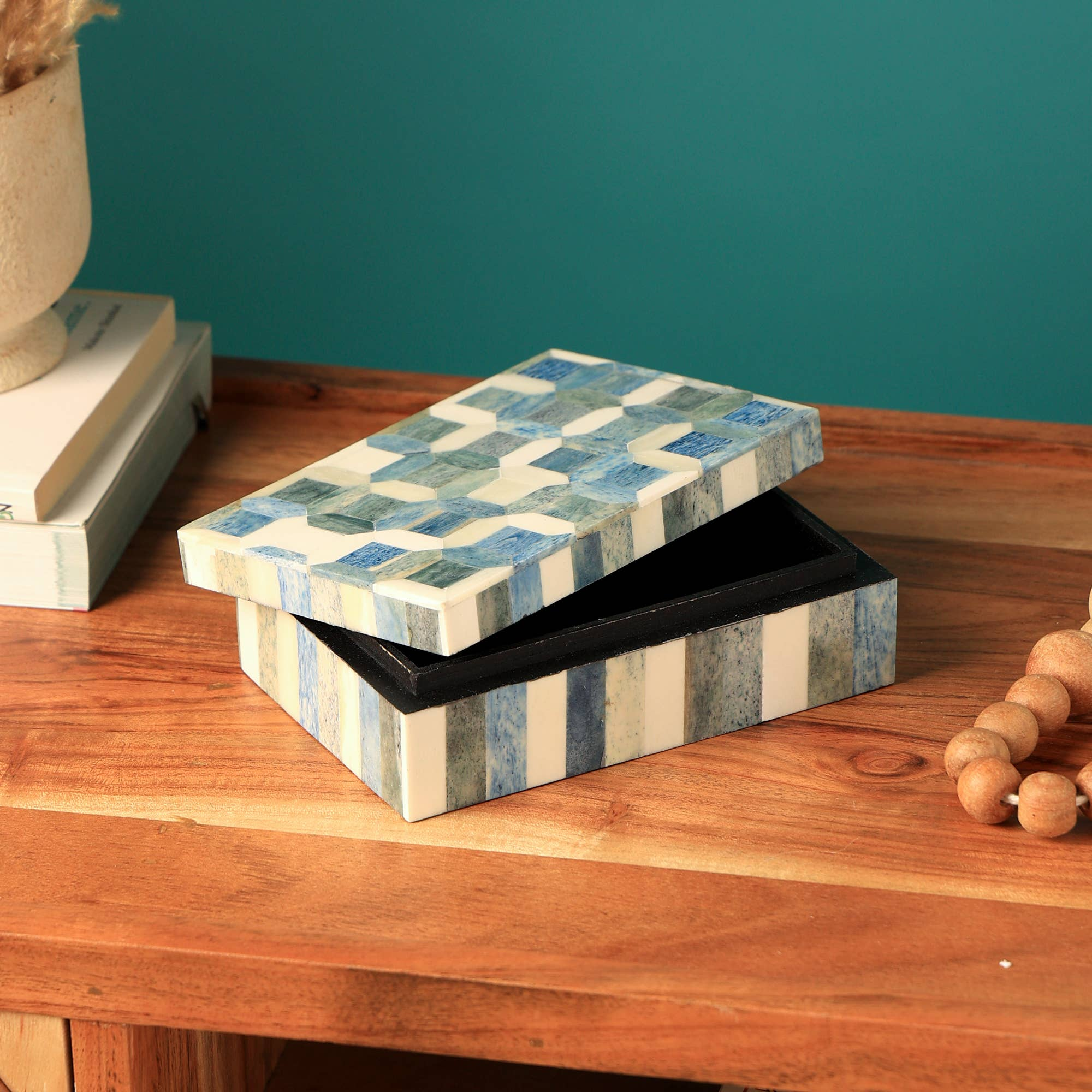 Decorative Storage Box with Bone Material - 6x4x2 Inches