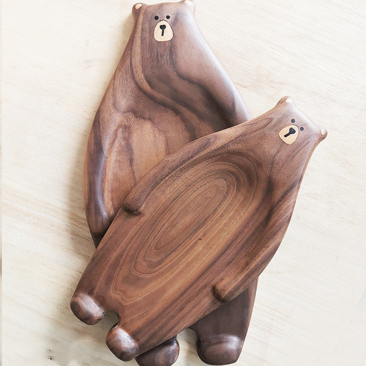 Cute Bear Wood Board Bread Plate Block Bear Shape Tray