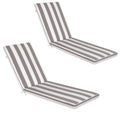 2-Piece Outdoor Chaise Lounge Cushion Set, Grey/White