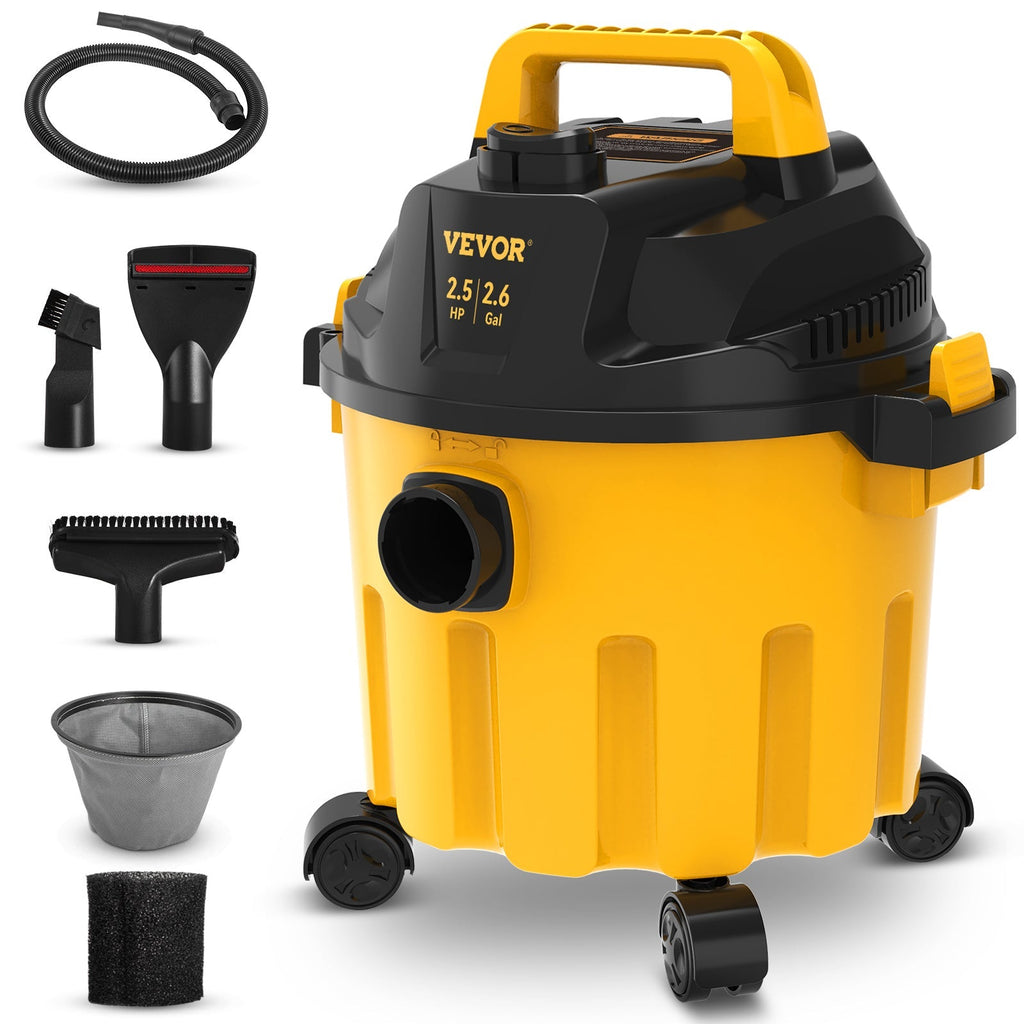 VEVOR Wet Dry Vac, 2.6 Gallon, 2.5 Peak HP, 3 In 1 Shop Vacuum With