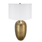 D18x31" Round Aluminum Sheet Gold Table Lamp with White Fabric Shade