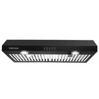 30 Inch Kitchen Under Cabinet Range Hood 3-Speed 600CFM Vent W/LEDs