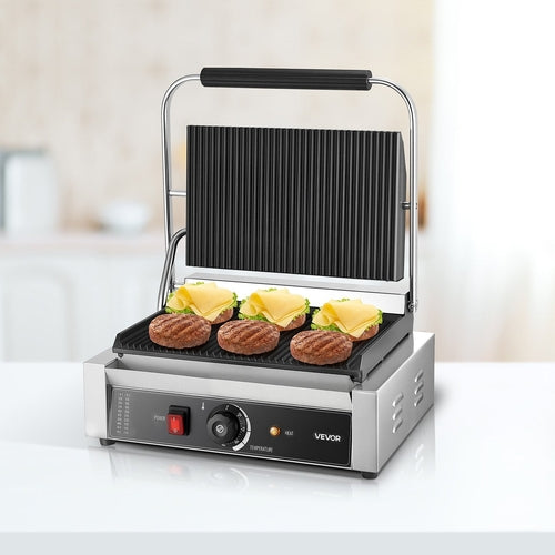 Commercial Panini Press Grill Electric Sandwich Maker Griddle Plate