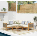 Crowne 4-Pcs Sofa Conversation Set with Beige Cushion, Teak