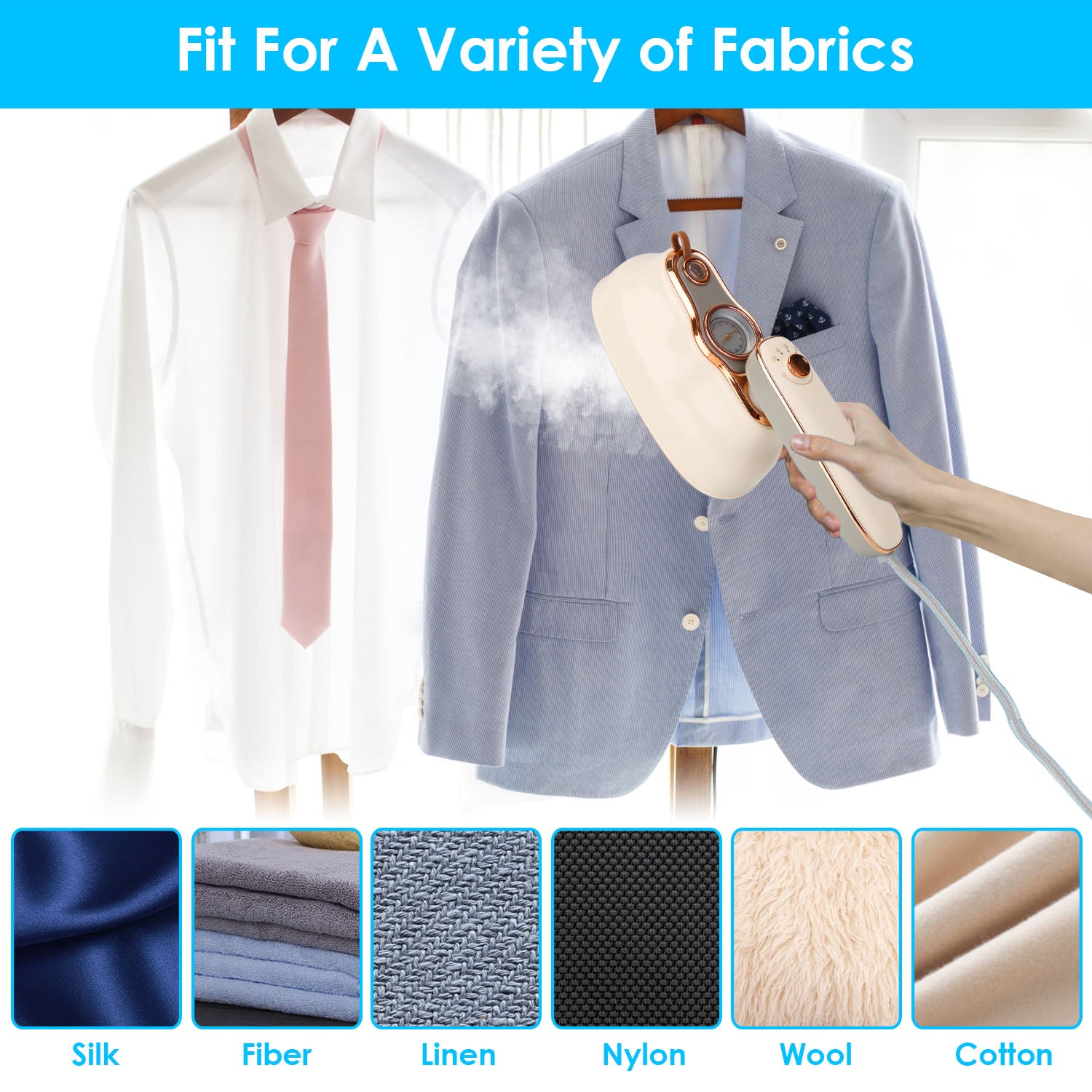 1Pc 1200W Foldable Handheld Clothes Iron Steamer With Wet Dry Ironing