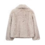 Winter Plush Coat Fashion Warm Thicken Fluffy Lapel Jacket Outwear