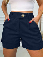 Women's Fashion Casual High Waist Pure Color Suit Shorts