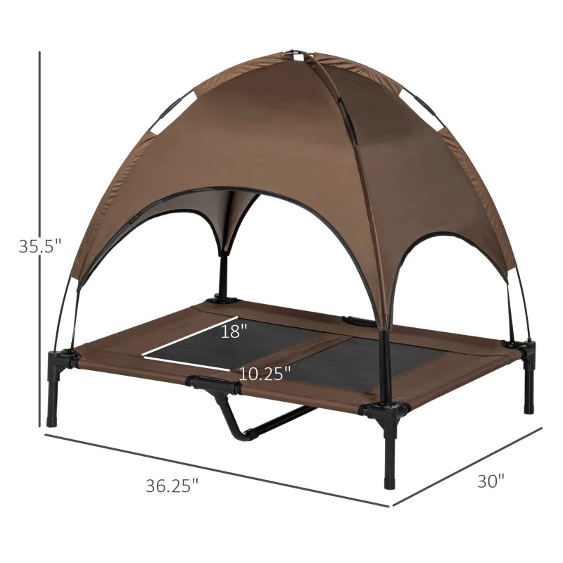 PawHut Elevated Portable Dog Cot Pet Bed With UV Protection Canopy