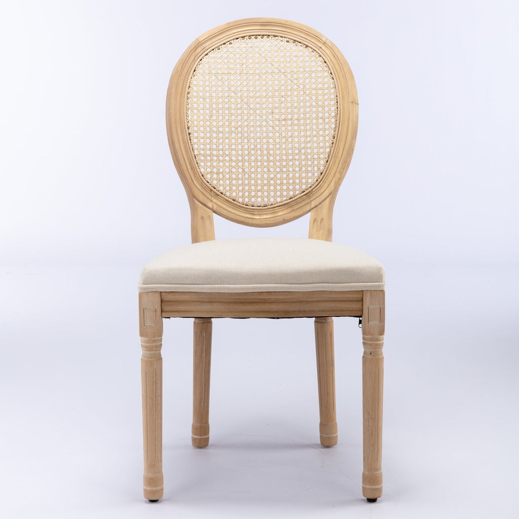 A&A French Style Solid Wood Frame Dining Chairs Set of 2