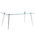Modern Rectangular Glass Dining Table For 4 - 6 People With Tempered Glass Countertop