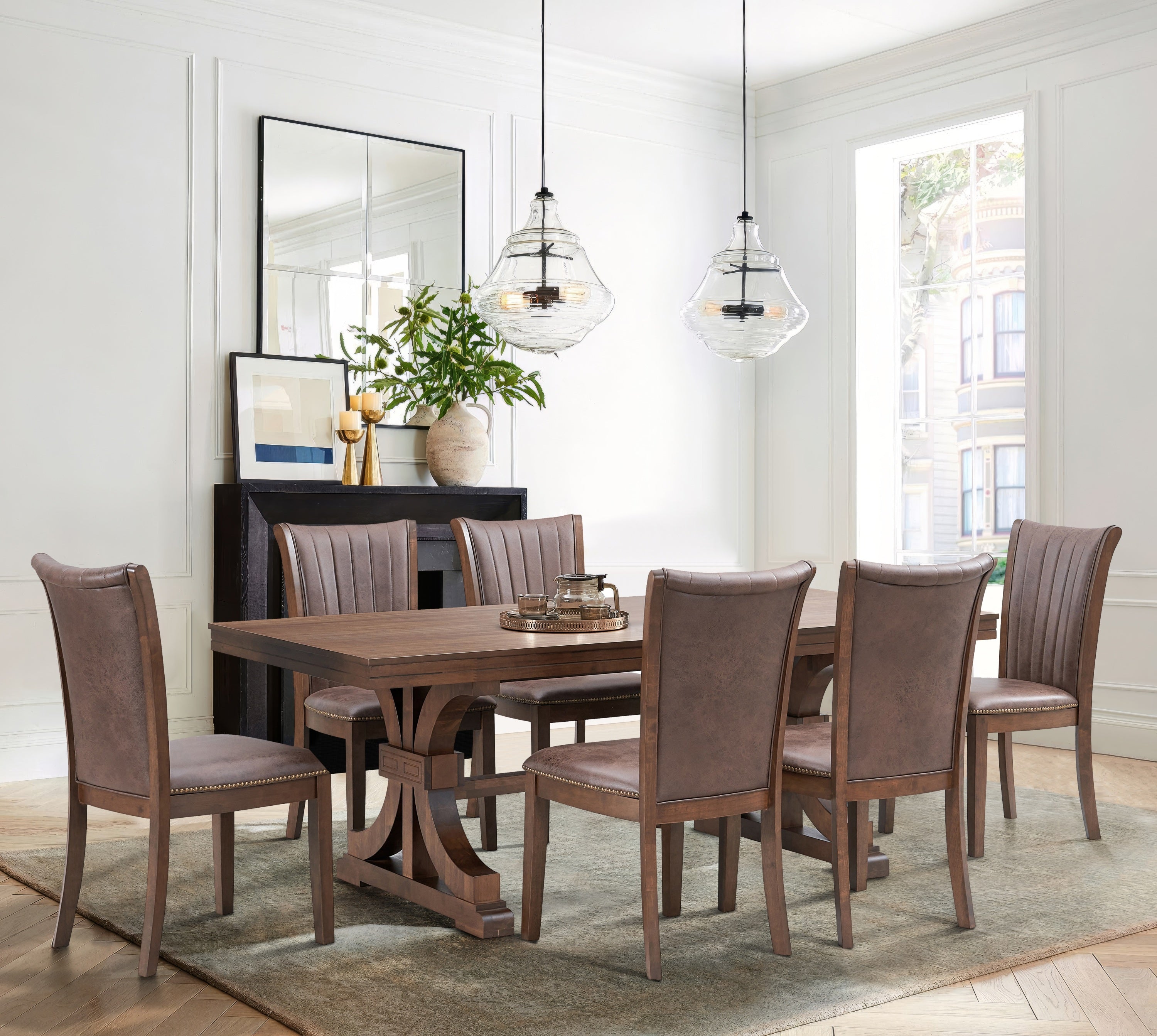 Mid Century Modern Dining Table Set for 7OAK