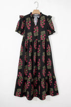 Floral Print Tiered Maxi Dress
