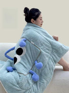 Big Eyes 2-in-1 Convertible Throw Pillow Blanket, Cute Whimsical Soft