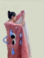 Big Eyes 2-in-1 Convertible Throw Pillow Blanket, Cute Whimsical Soft