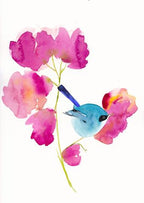 Bluebird in the Flowers Art Print Vibrant Nature Wall Art for Home