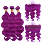 Body Wave 10A Grade Purples #1B/ purple 3/4 BUNDLES with CLOSURES & FR