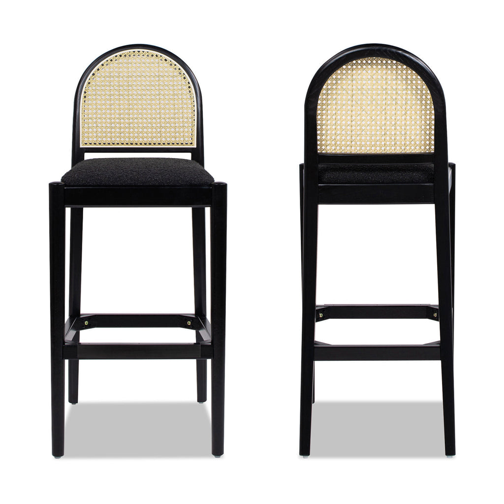Arlin Upholstered Stool with Curved Back and Footrest - Set of 2