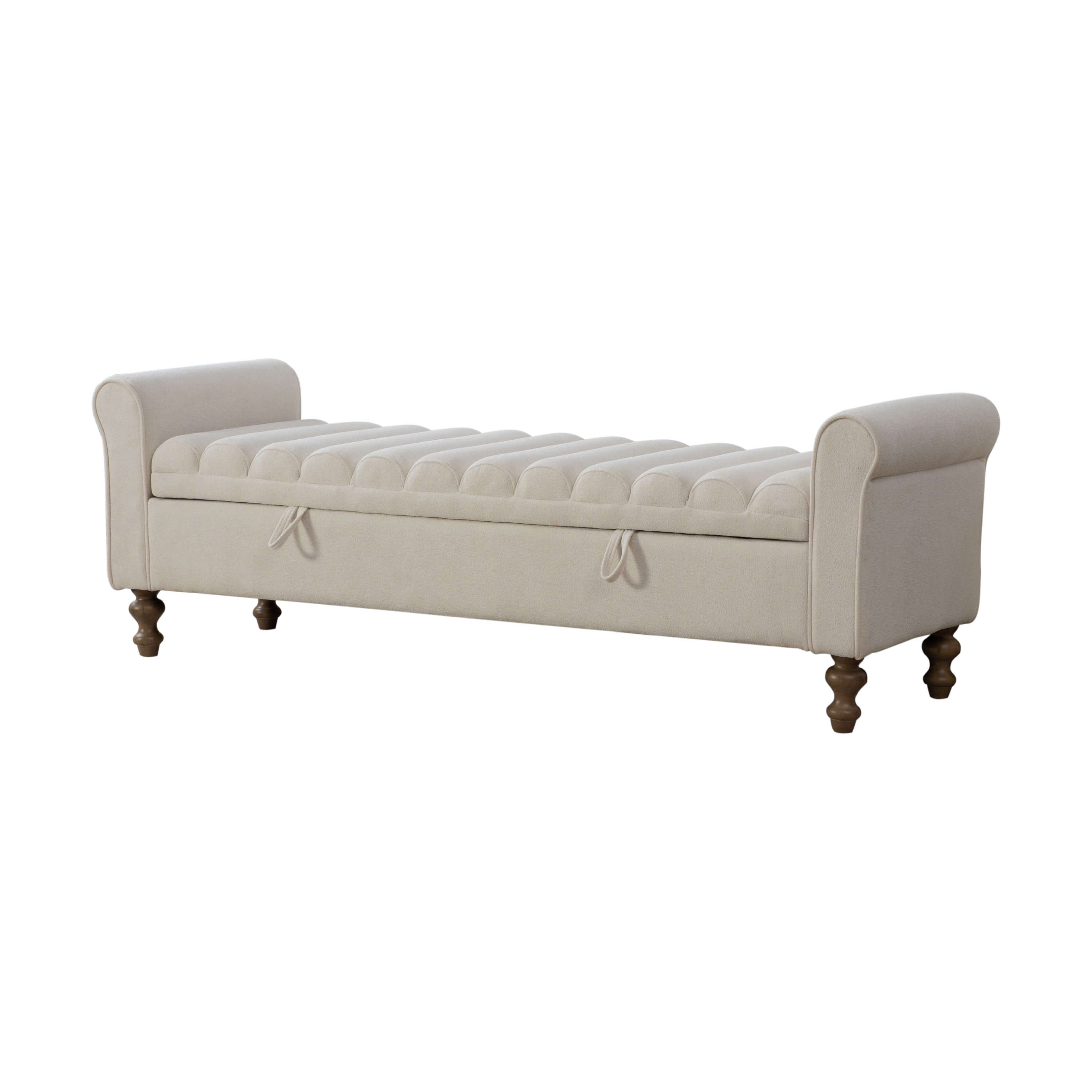65.55' Wide Modern Upholstered Storage Bench with Rolled Armrest