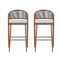 Outdoor Bar Height Aluminum Frame Counter Stools with Teak Finish