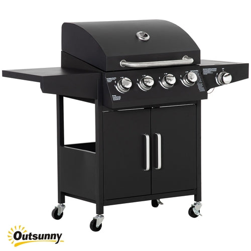 52" Barbecue Grill with Wheels 4+1 Burner Liquid Propane Gas Grill
