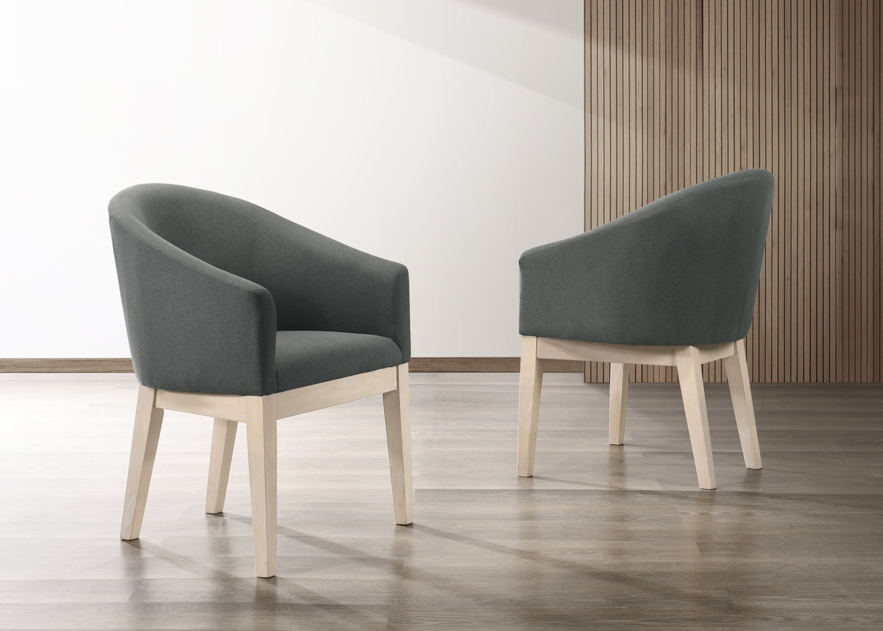 Neroli Set of 2 Gray Fabric 23' Barrel Accent Chairs