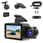 WiFi FHD 1080P 3 Channel Car Dash Cam Front Rear Inside With 32G MMC