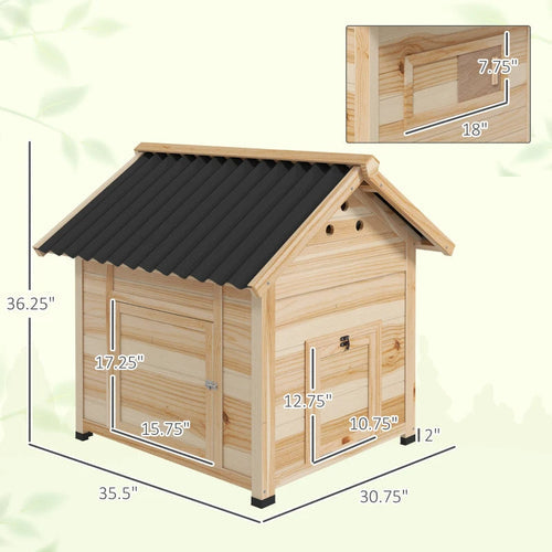Duck Coop, Wooden Duck House With Openable Roof & Double Doors,
