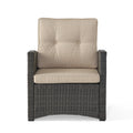 ST MARTA Single Sofa Outdoor Relaxation Seat Grey PE Rattan Waterproof Fabric
